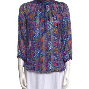 ba&sh Colorful Floral Sheer Blouse